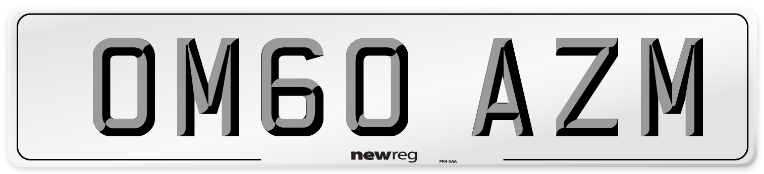 OM60 AZM Number Plate from New Reg